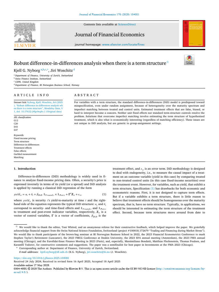 Robust Difference in Differences Analysis When The 2025 Journal of ...