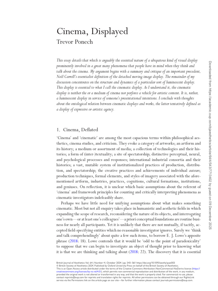Cinema, Displayed Open Access | PDF | Essentialism | Definition