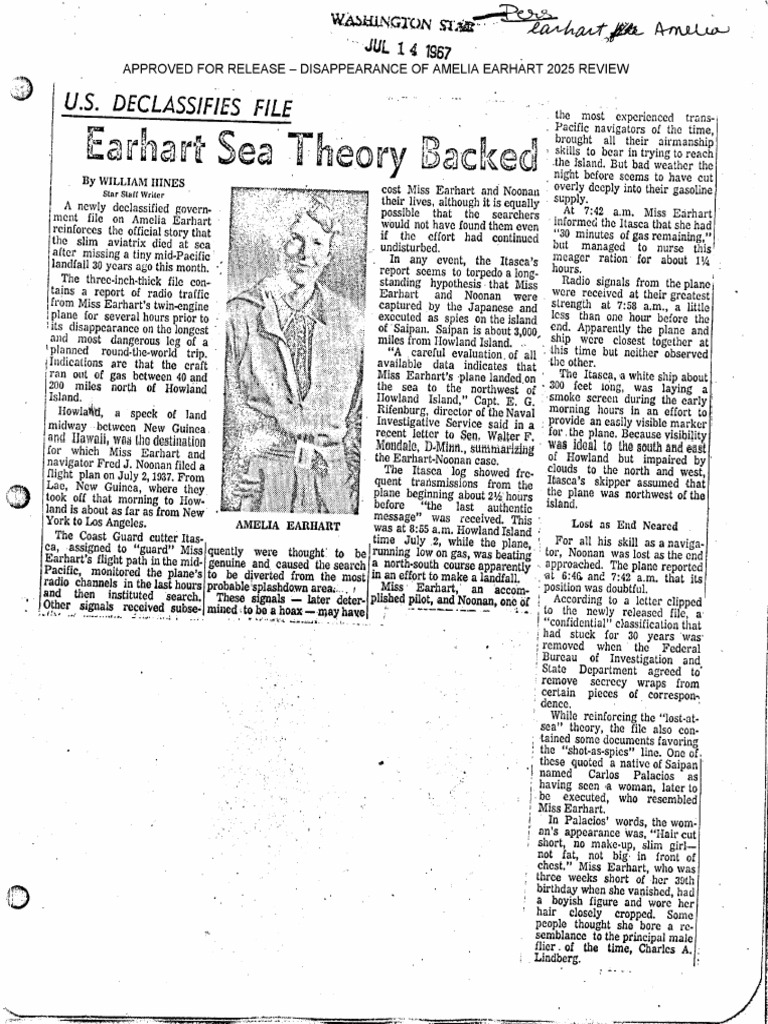 New Evidence on Amelia Earhart's Disappearance | PDF