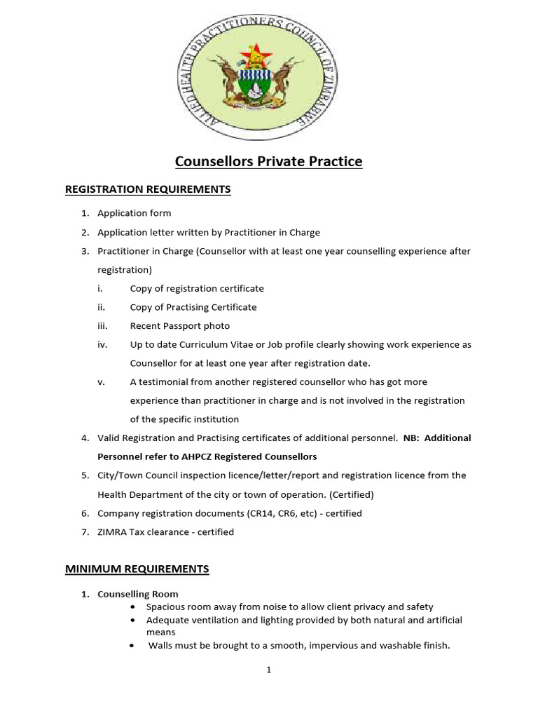 Counsellors Private Practice Registration Guide | PDF