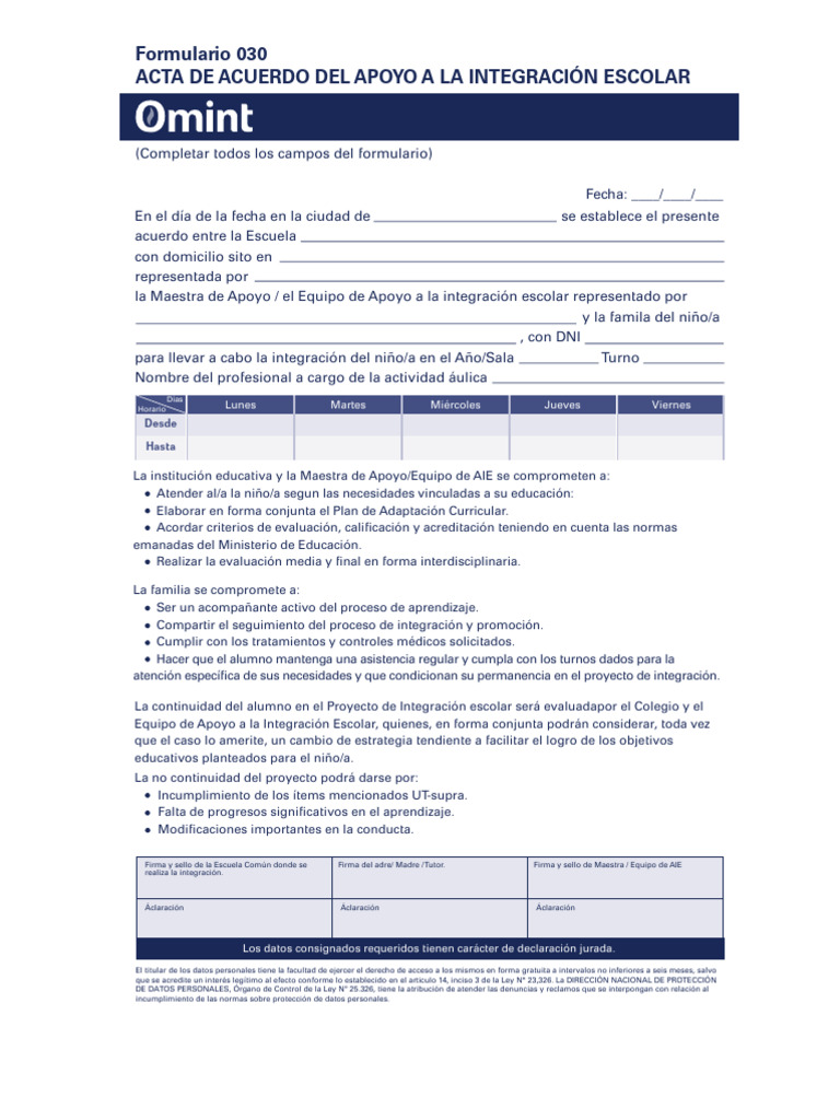 Acuerdo de Integración Escolar 030 | PDF | Escuelas