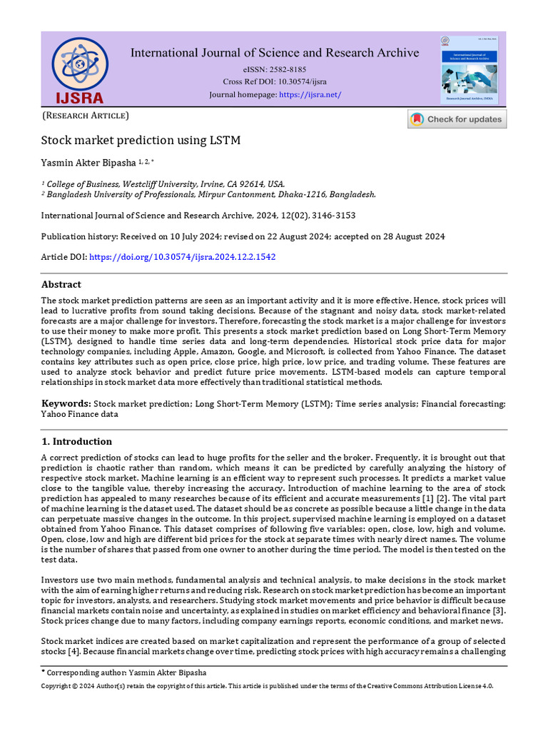 LSTM Stock Market Prediction Analysis | PDF | Machine Learning | Prediction