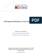 ICSE Specimen 2012 History & Civics (H.C.G. Paper - 1) : Answer Key / Correct Responses On