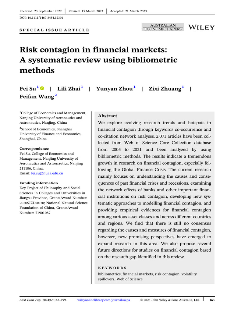 Financial Risk Contagion: A Bibliometric Review | PDF | Financial ...