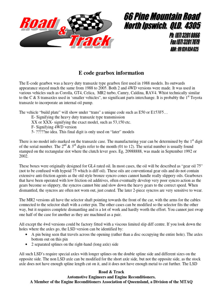 E Gearbox Identification | PDF | Gear | Four Wheel Drive