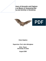 A Comparison of Acoustic and Capture Methods As Means of Assessing Bat Diversity and Activity in Honduras - Hopkins 2004
