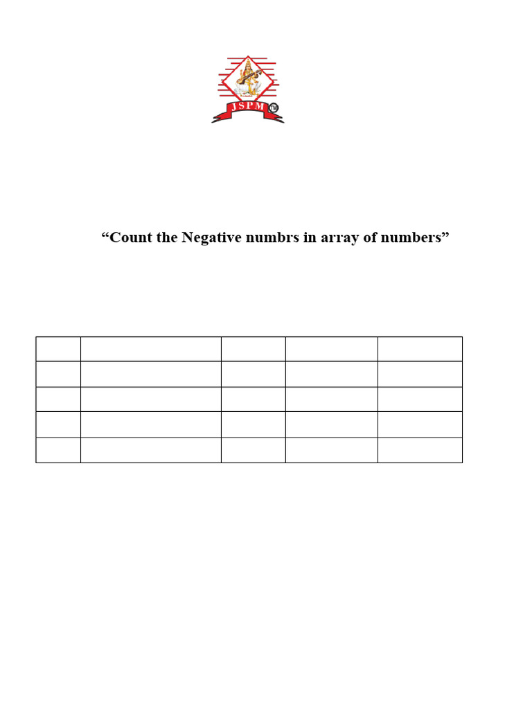 Count Negative Numbers in Array Project | PDF | Computer Program ...