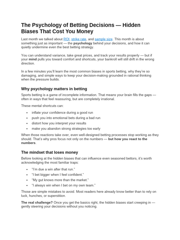 The Psychology of Betting Decisions - Hidden Biases That Cost You Money ...