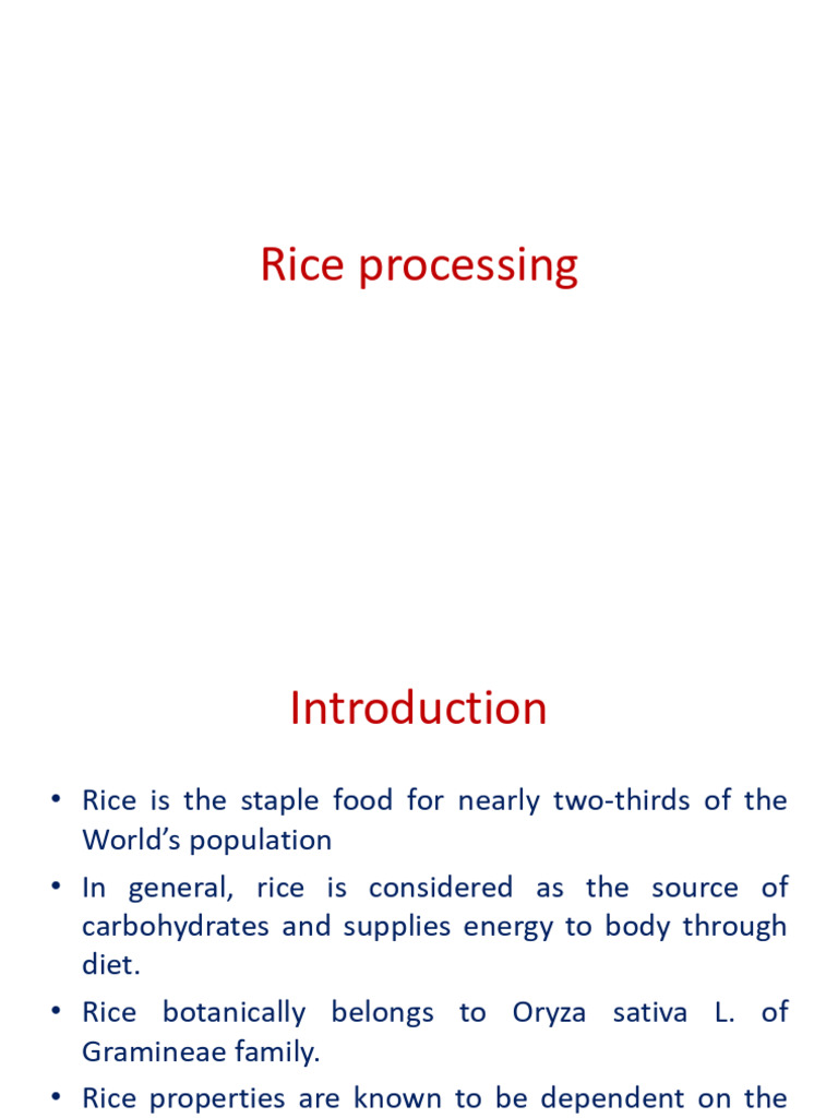 Comprehensive Guide to Rice Processing | PDF