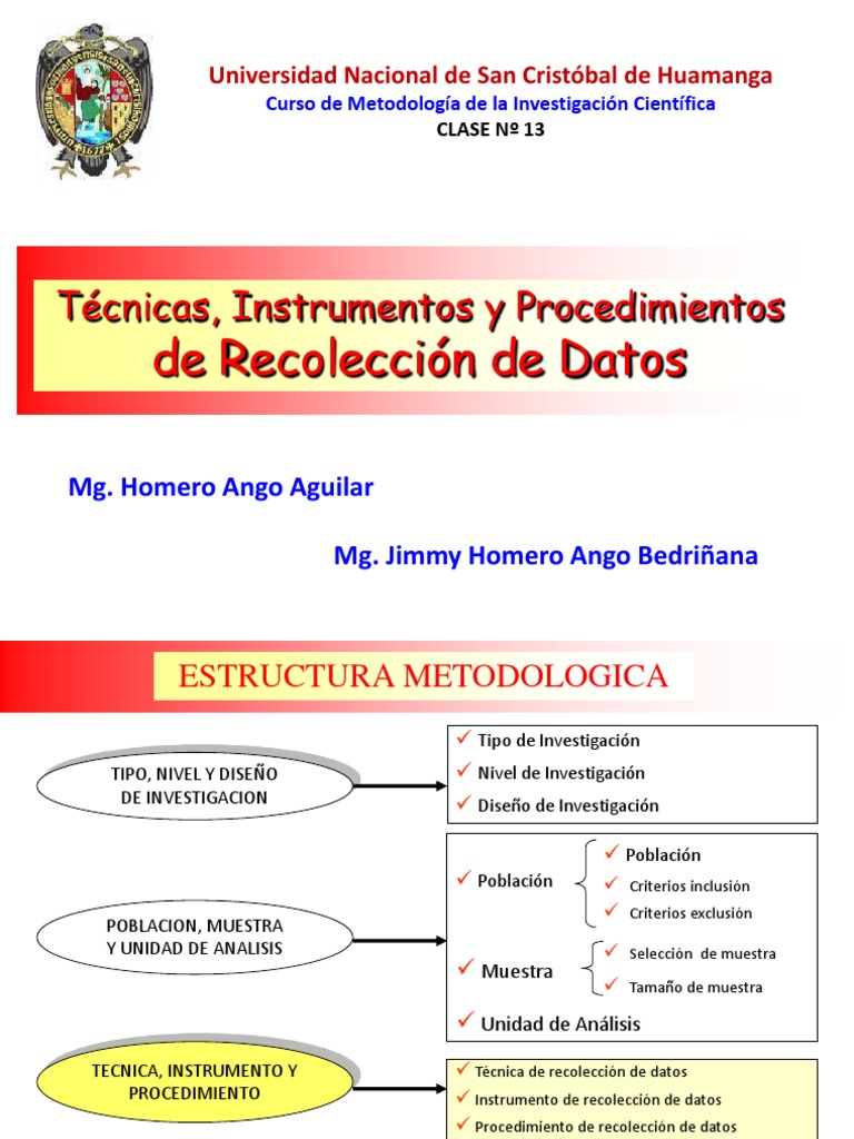 C 13.1 TÉCNICAS, INSTRUMENTOS Y PROCEDIMIENTOS DE