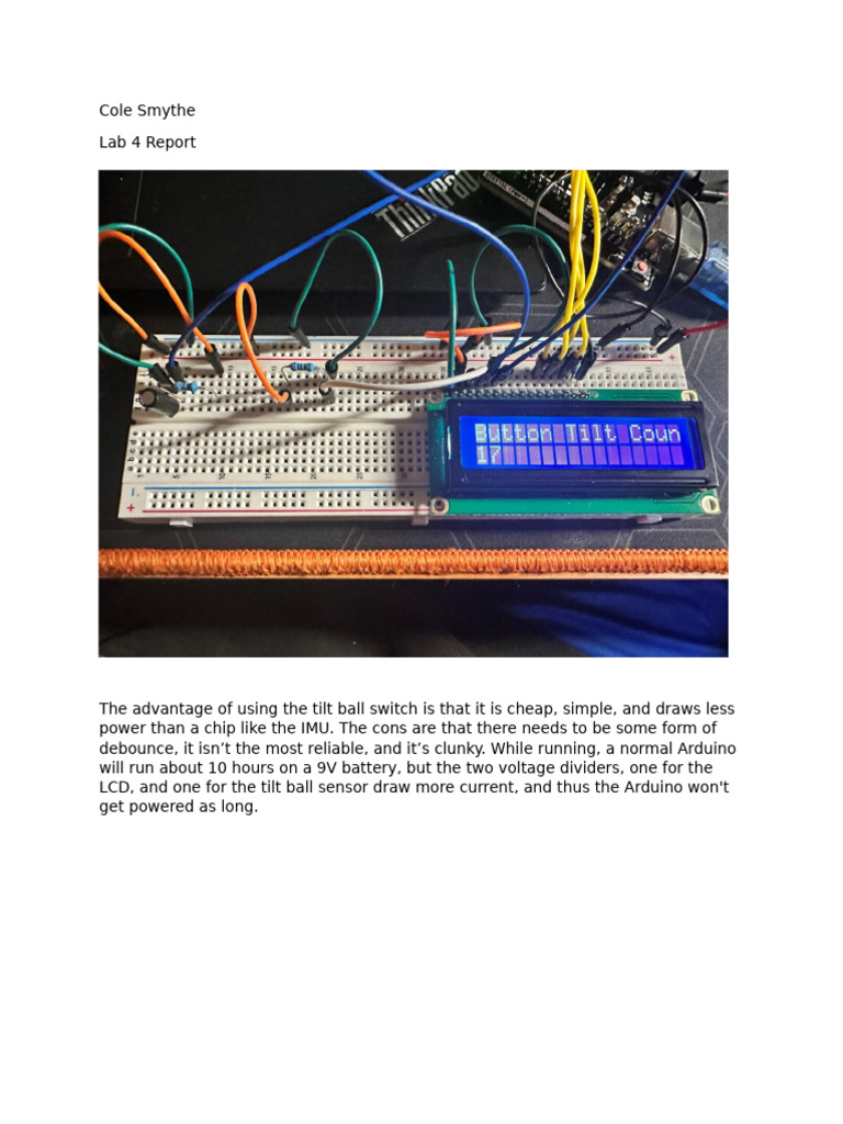 Tilt Ball Switch in Pedometer Lab Report | PDF