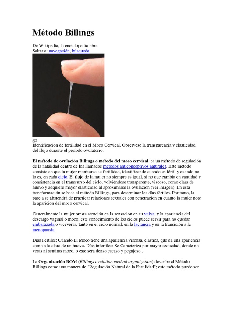 Método Billings | PDF | Sistema Reproductor Femenino Mamífero ...