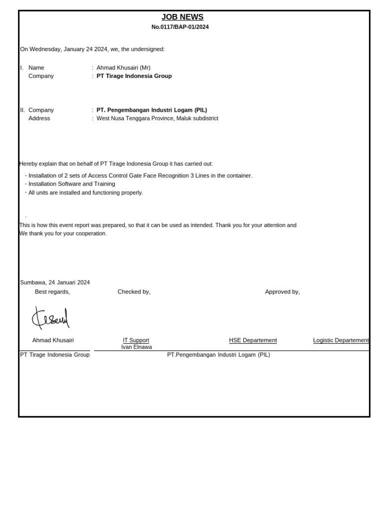 Access Control Installation Report 2024 | PDF