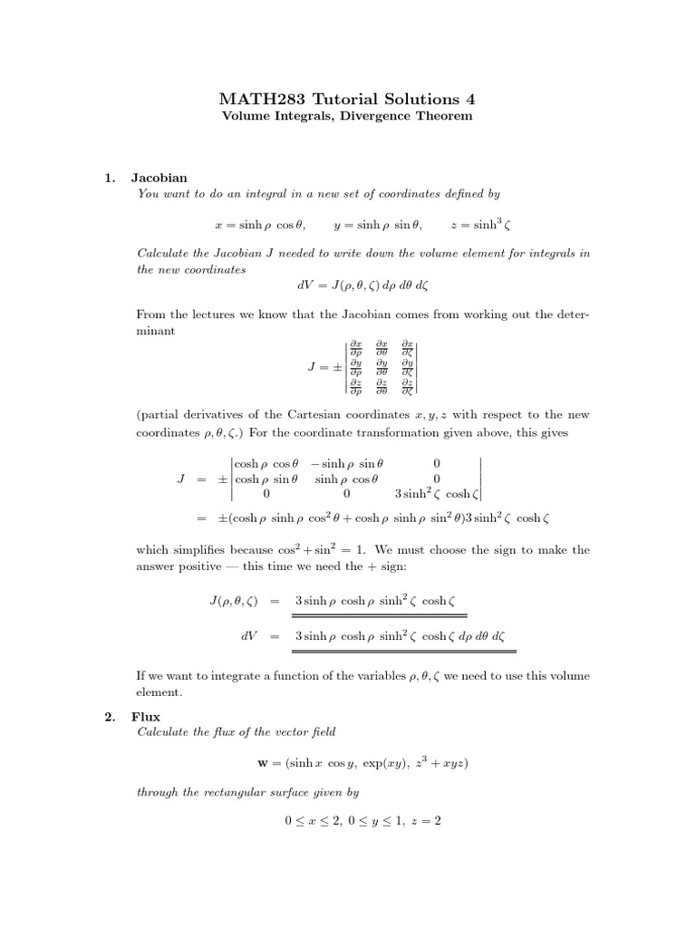 tutsol4 | PDF | Coordinate System | Divergence