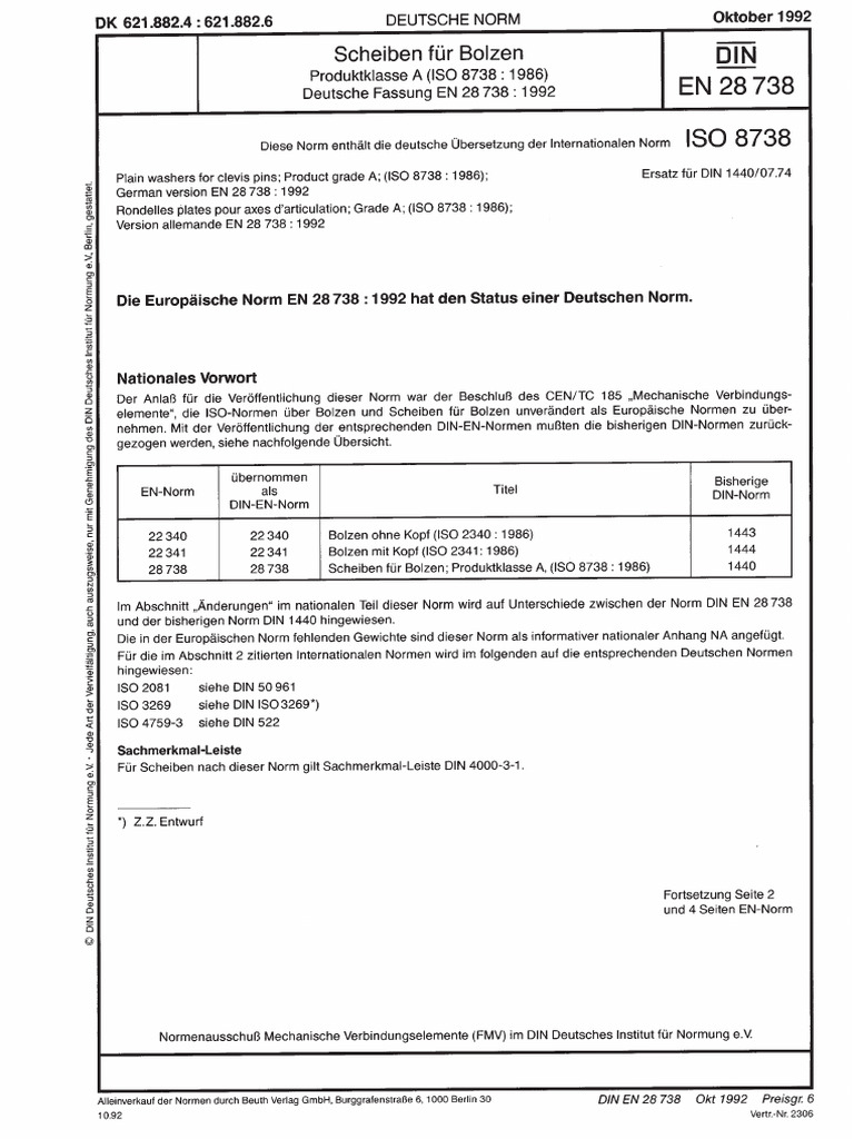 Din en 28738-1992 | PDF