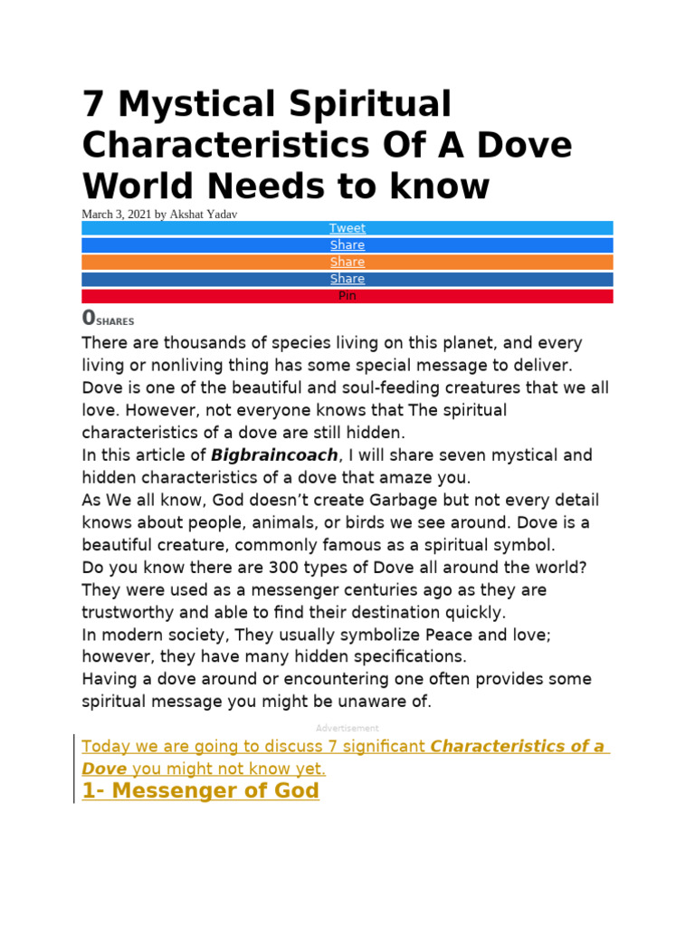7 Spiritual Traits of Doves Explained | PDF | Columbidae | Love