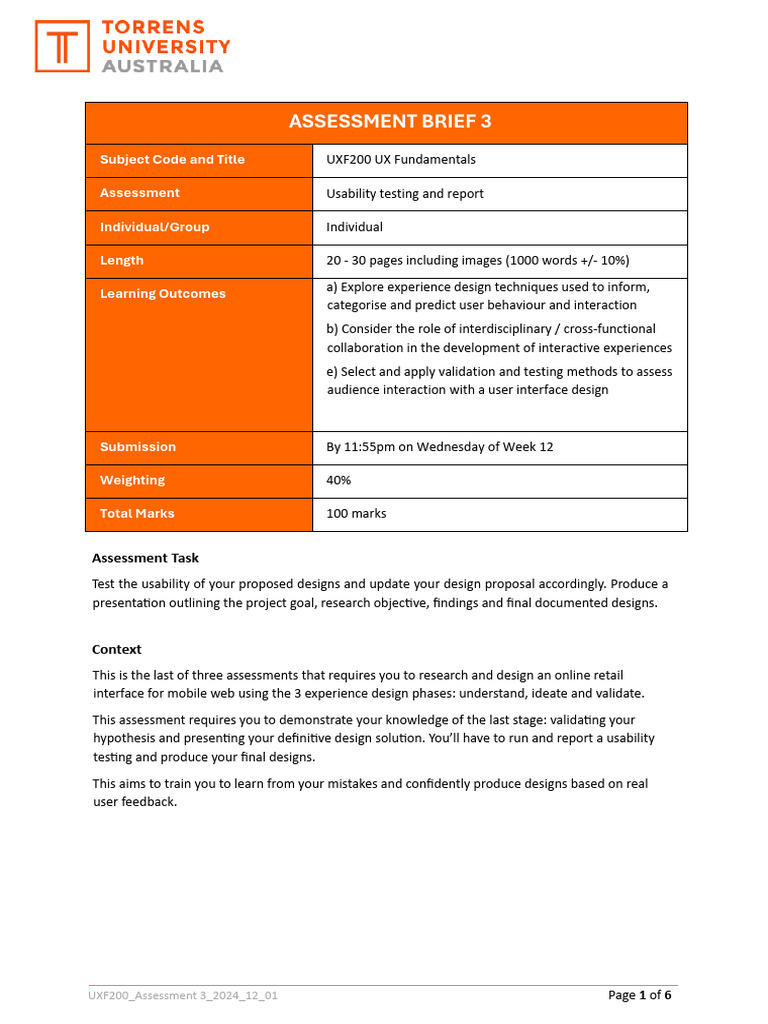 Usability Testing Report for UXF200 | PDF | Usability | Software Testing