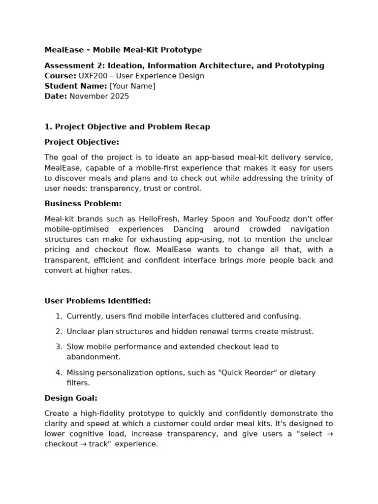MealEase | PDF | Usability | Prototype