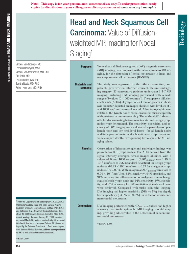 Vandecaveye Et Al 2009 Head and Neck Squamous Cell Carcinoma Value of ...