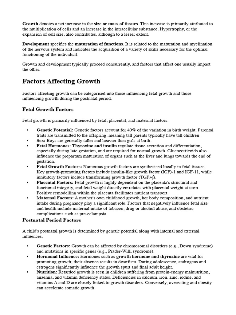 Factors Influencing Growth and Development | PDF | Fetus | Prenatal ...