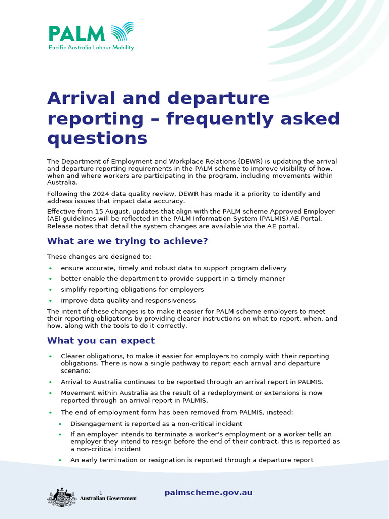 Arrival and Departure Reporting Frequently Asked Questions - August ...