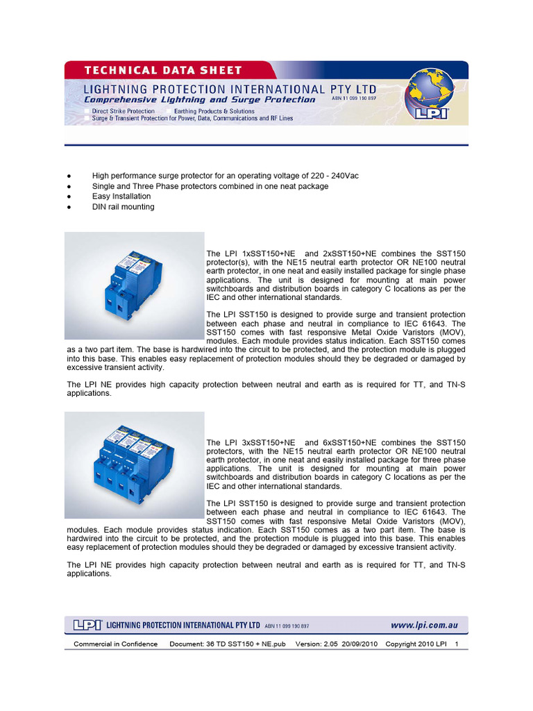 LPI SST150 Surge Protection Module | PDF