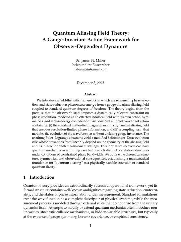Quantum Aliasing Field Theory Explained | PDF | Gauge Theory | Quantum ...