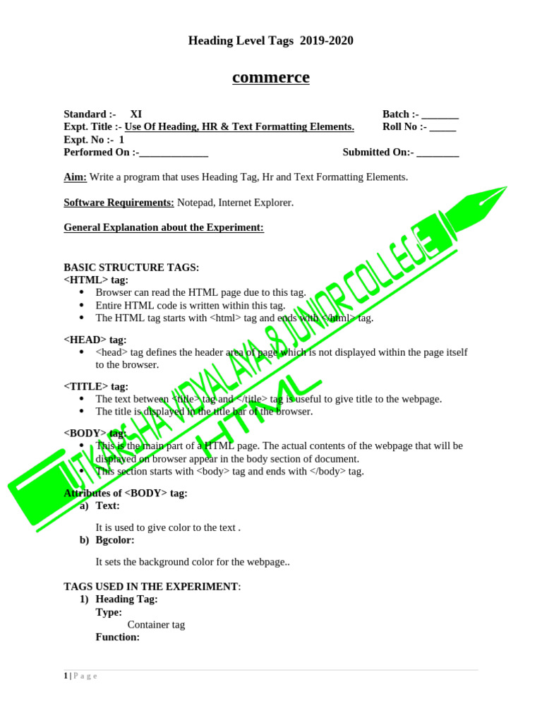 Sop 1 | PDF | Html | Html Element