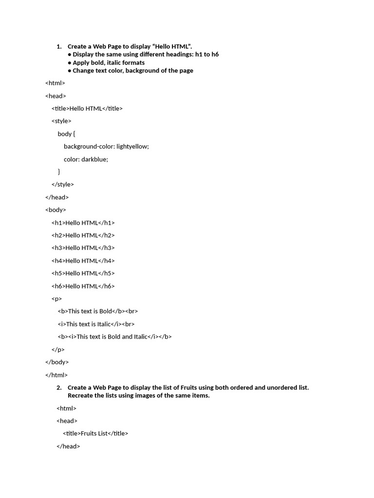 HTML Web Page Creation Guide | PDF | Html Element | Dietary Fiber