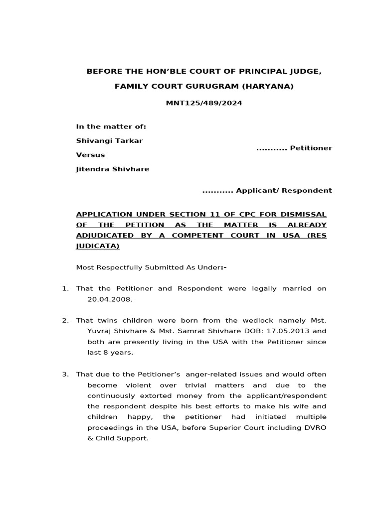 Dismissal Petition for Child Support Case | PDF | Affidavit | Res Judicata