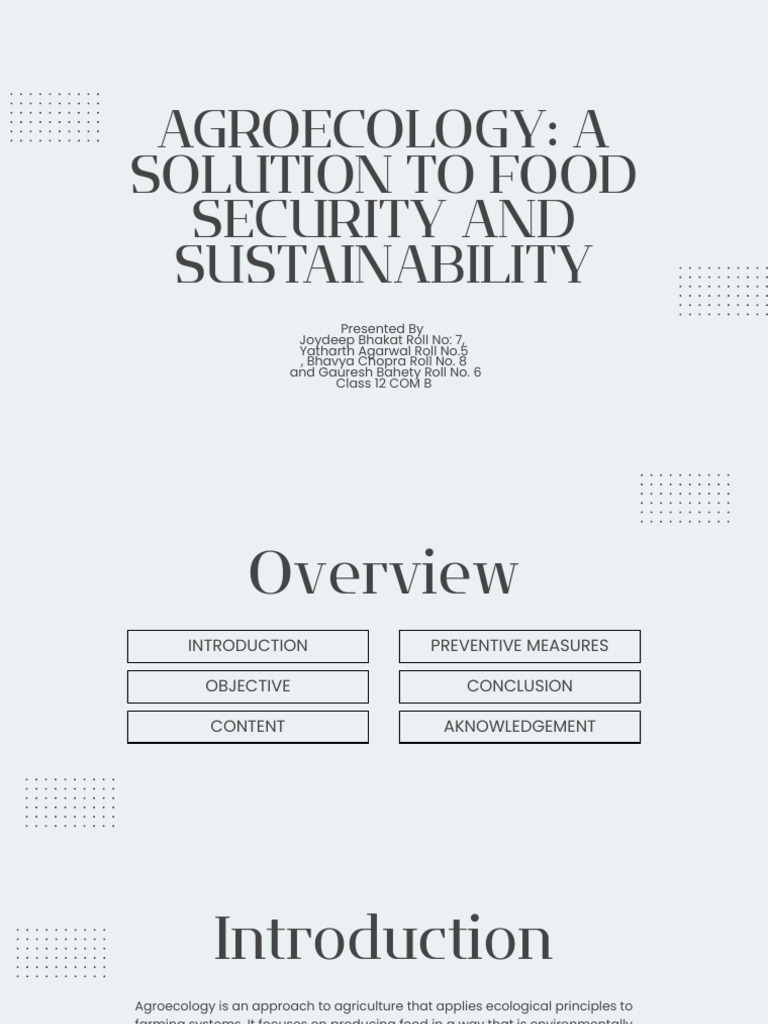 Agroecology for Food Security & Sustainability | PDF | Agriculture ...