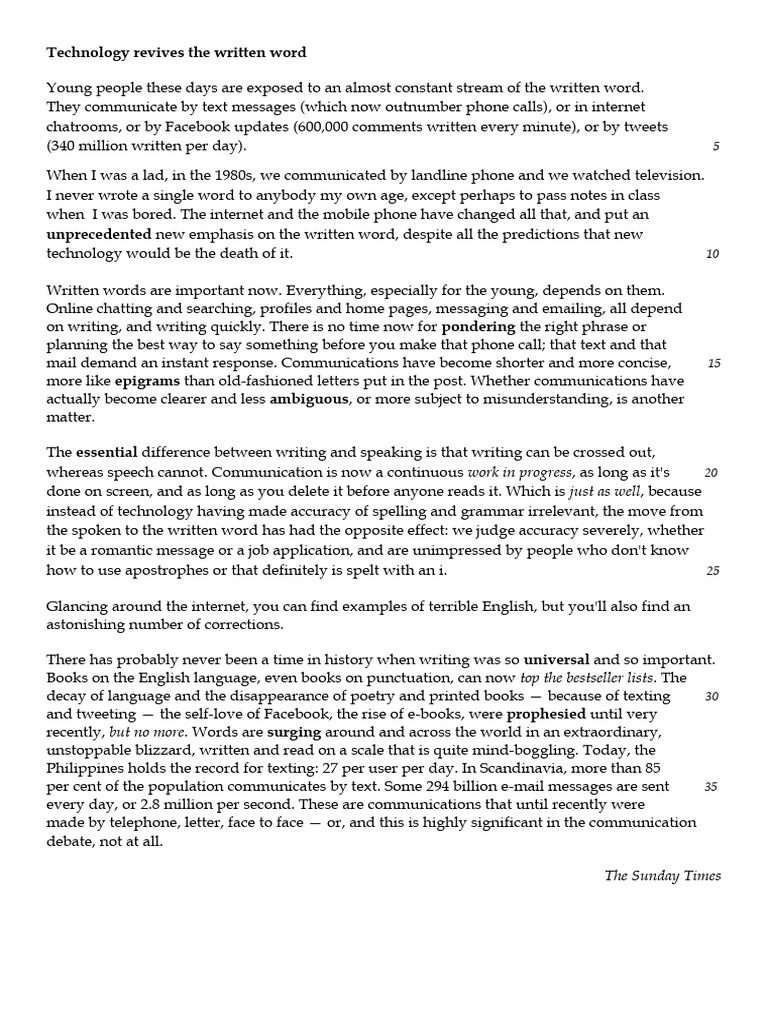 The Impact of Technology on Writing | PDF | Internet | Human Communication
