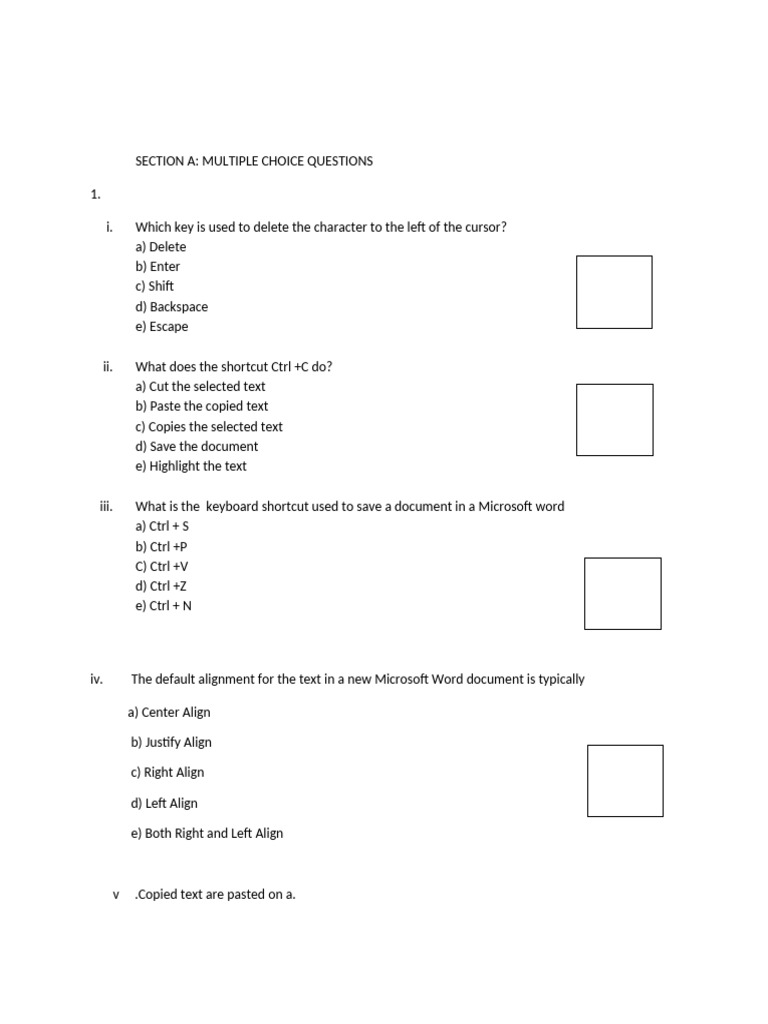 Microsoft Word Shortcuts and Features Quiz | PDF | Microsoft Word ...
