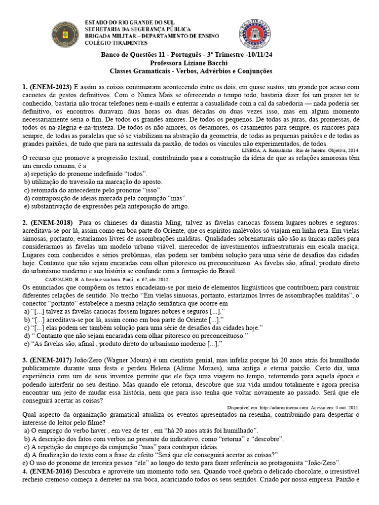 Questões de Português para o ENEM 2023 | PDF | Linguística