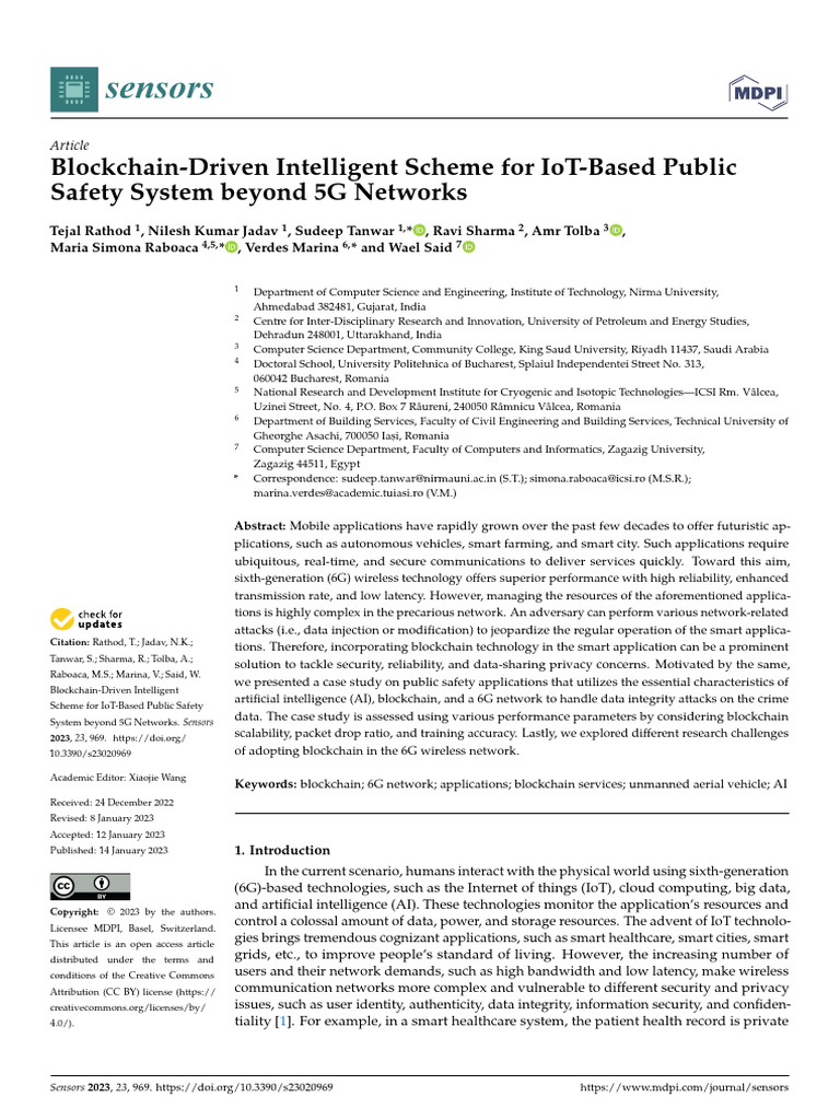 Blockchain for IoT Public Safety in 6G | PDF | Computer Network ...