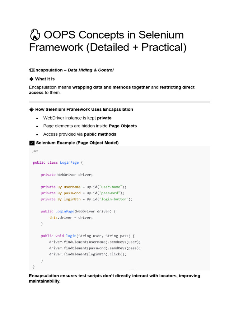 OOPS Concepts in Selenium Framework | PDF | Inheritance (Object ...