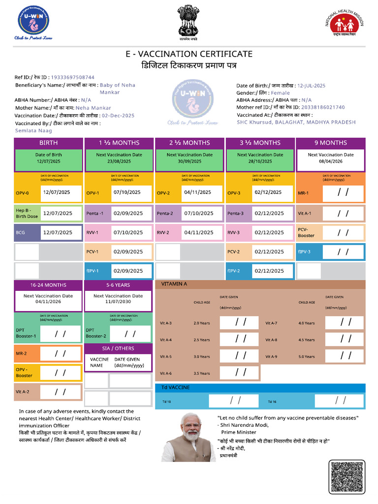 Upcoming Vaccination Schedule 2025-2030 | PDF