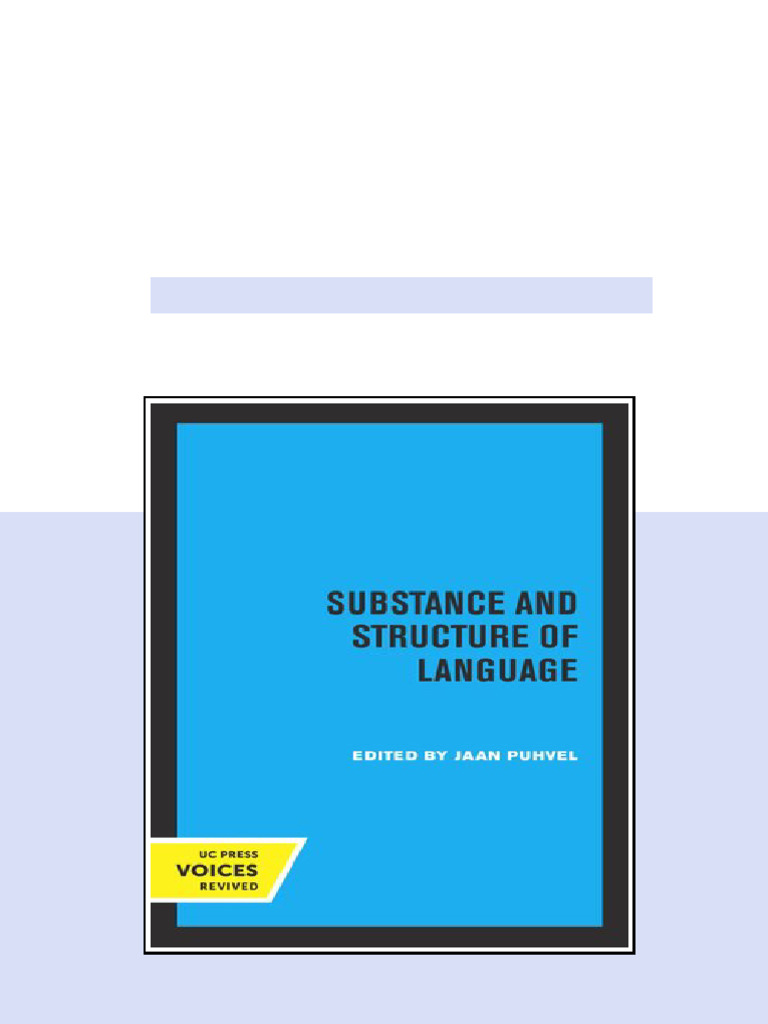 (Ebook) Substance and Structure of Language by Jaan Puhvel (editor ...