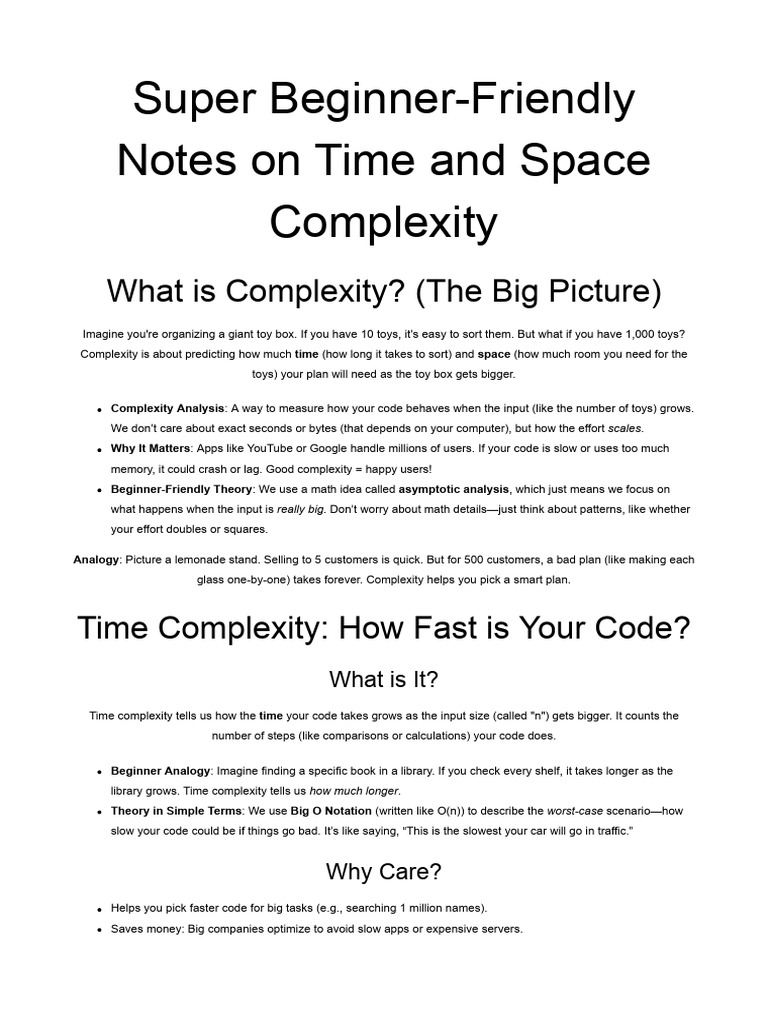 Beginner's Guide to Time and Space Complexity | PDF | Time Complexity ...