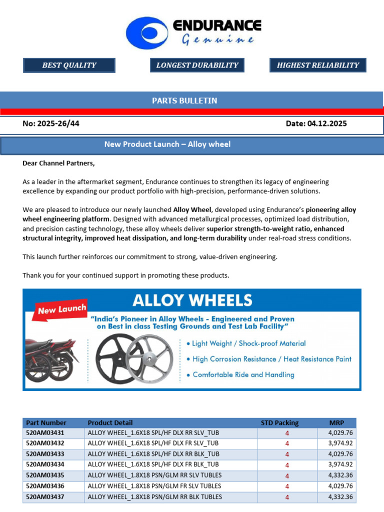 New Alloy Wheel Launch Announcement | PDF