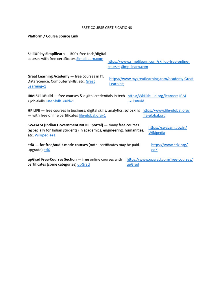 Free Courses | PDF