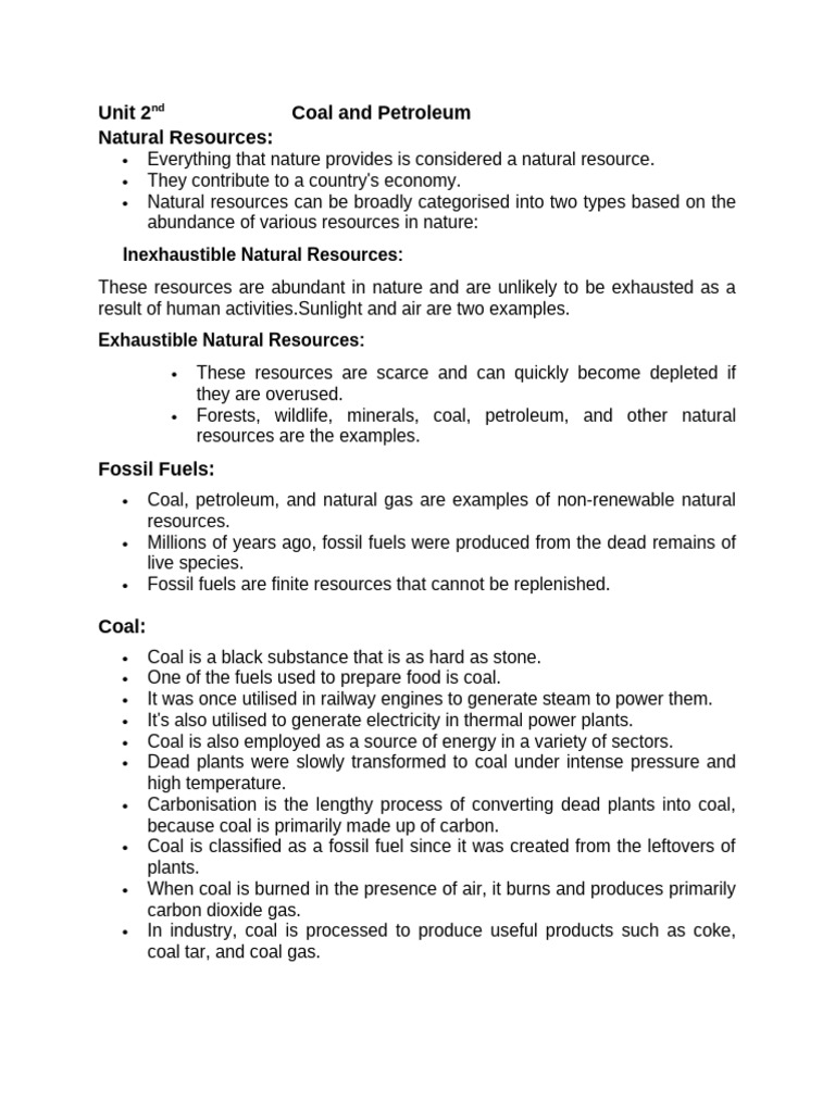 Coal and Petroleum: Natural Resources Guide | PDF | Fuels | Coal