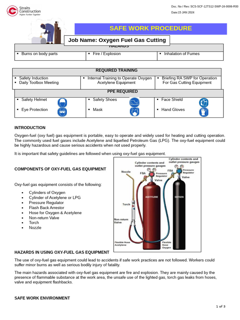 SCF-WSHE-SWP-006 - Safe Operation For Use of Oxygen Fuel Gas Equipment ...