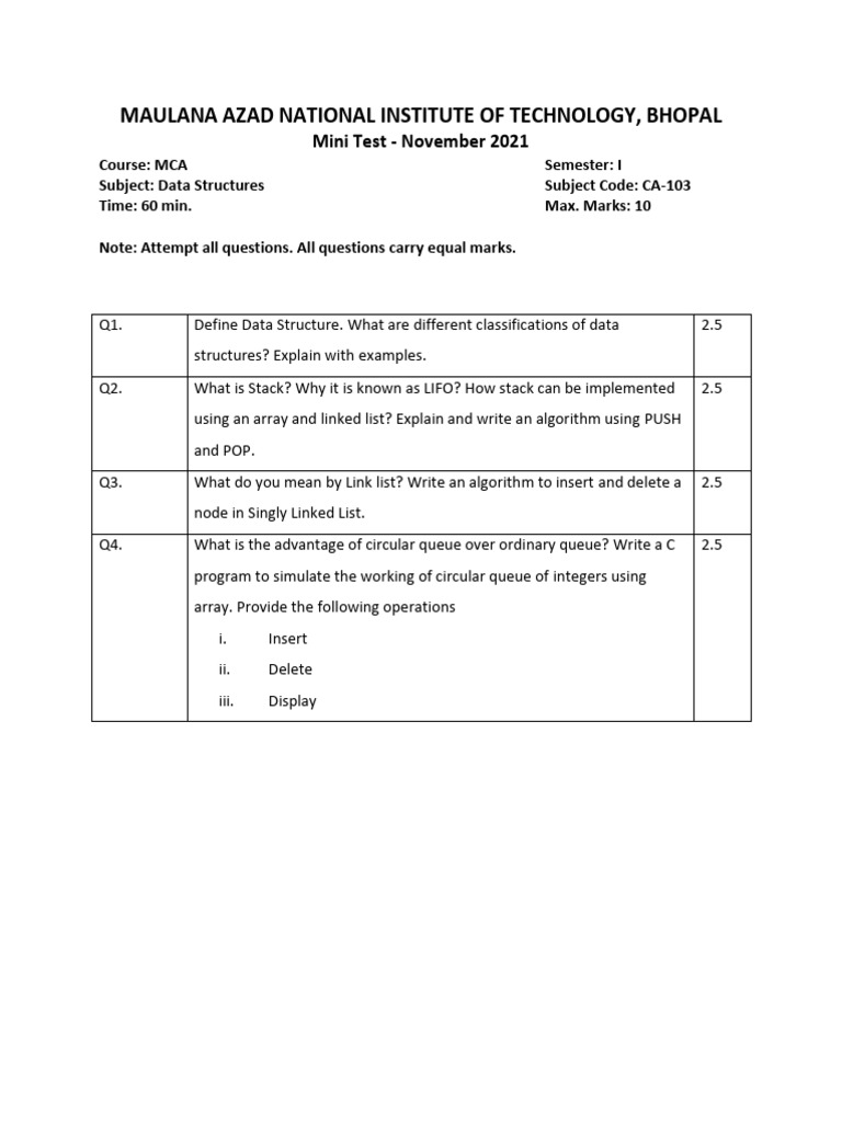 2021 PYQ MT November | PDF