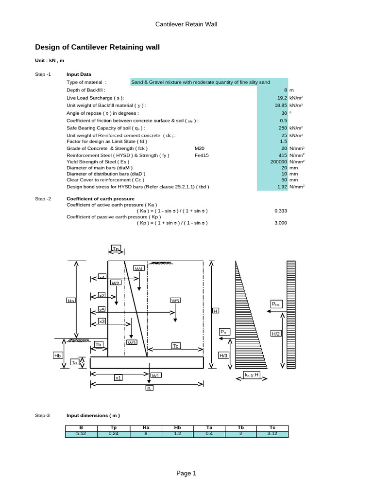 483136993 Design of Cantilever Retaining Wall | PDF