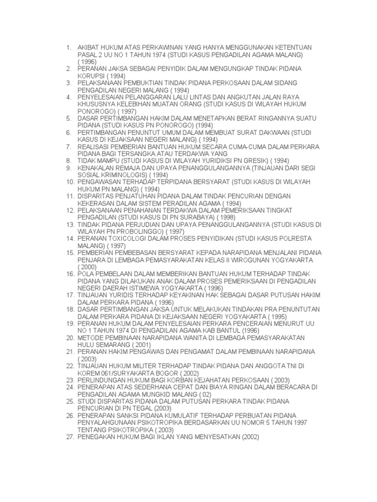 Judul Skripsi Hukum Pidana