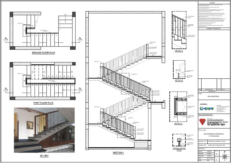 Staircase Handrail Detail Drawing | PDF | Building | Building Technology