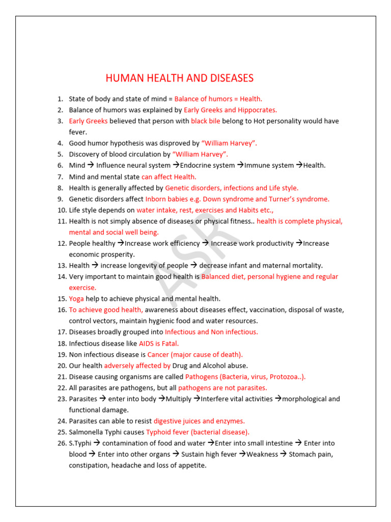 HUMAN HEALTH AND DISEASES ncert bits | PDF | Immune System | Lymphocyte