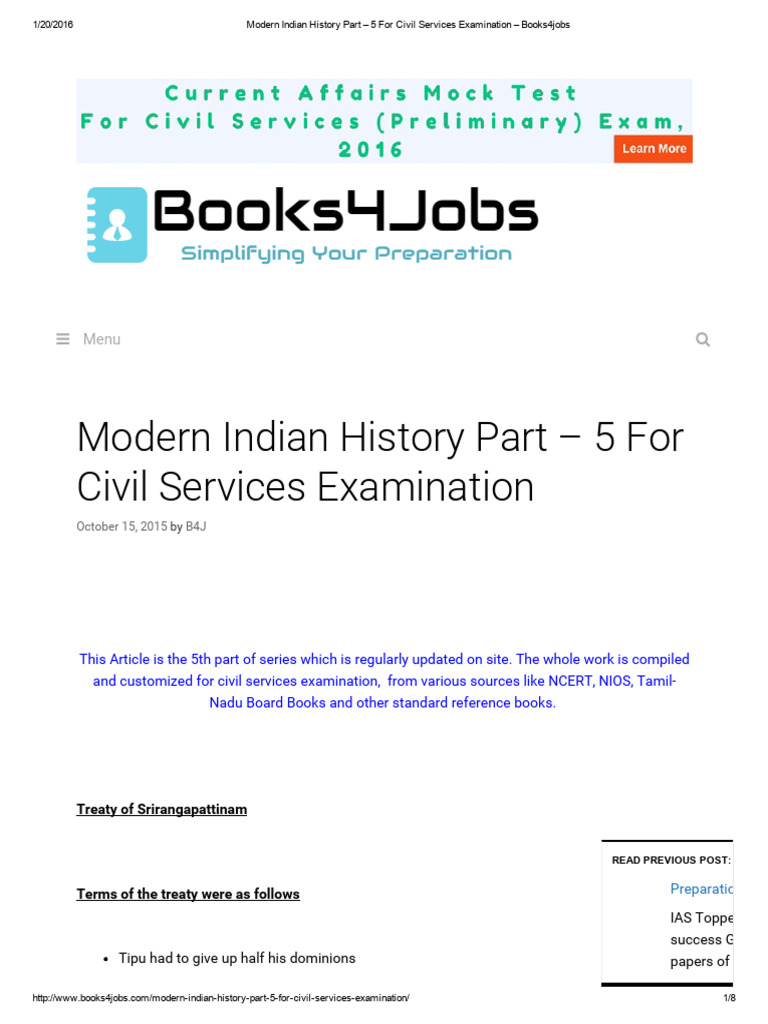 Modern Indian History Part - 5 For Civil Services Examination ...