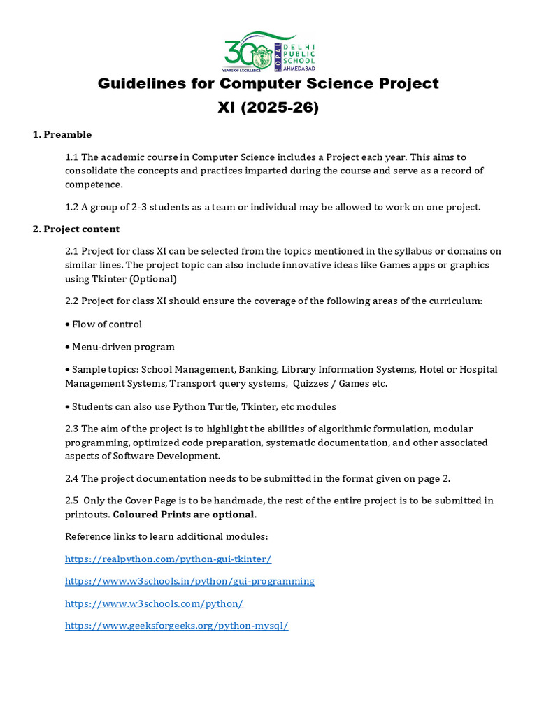 Computer Science Project Guidelines XI | PDF | Databases | Computer Science